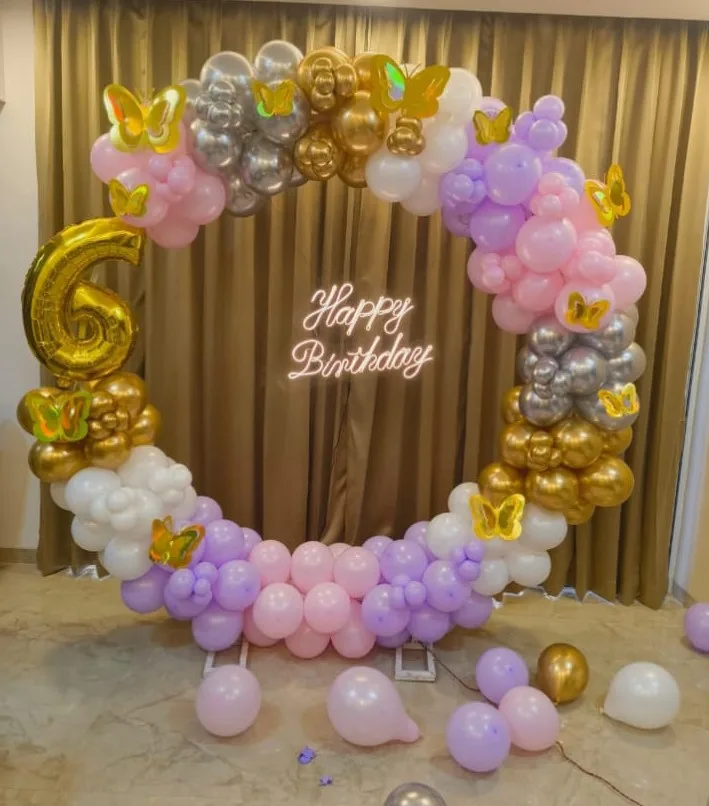 Singal Ring and Neon Birthday balloon Setup