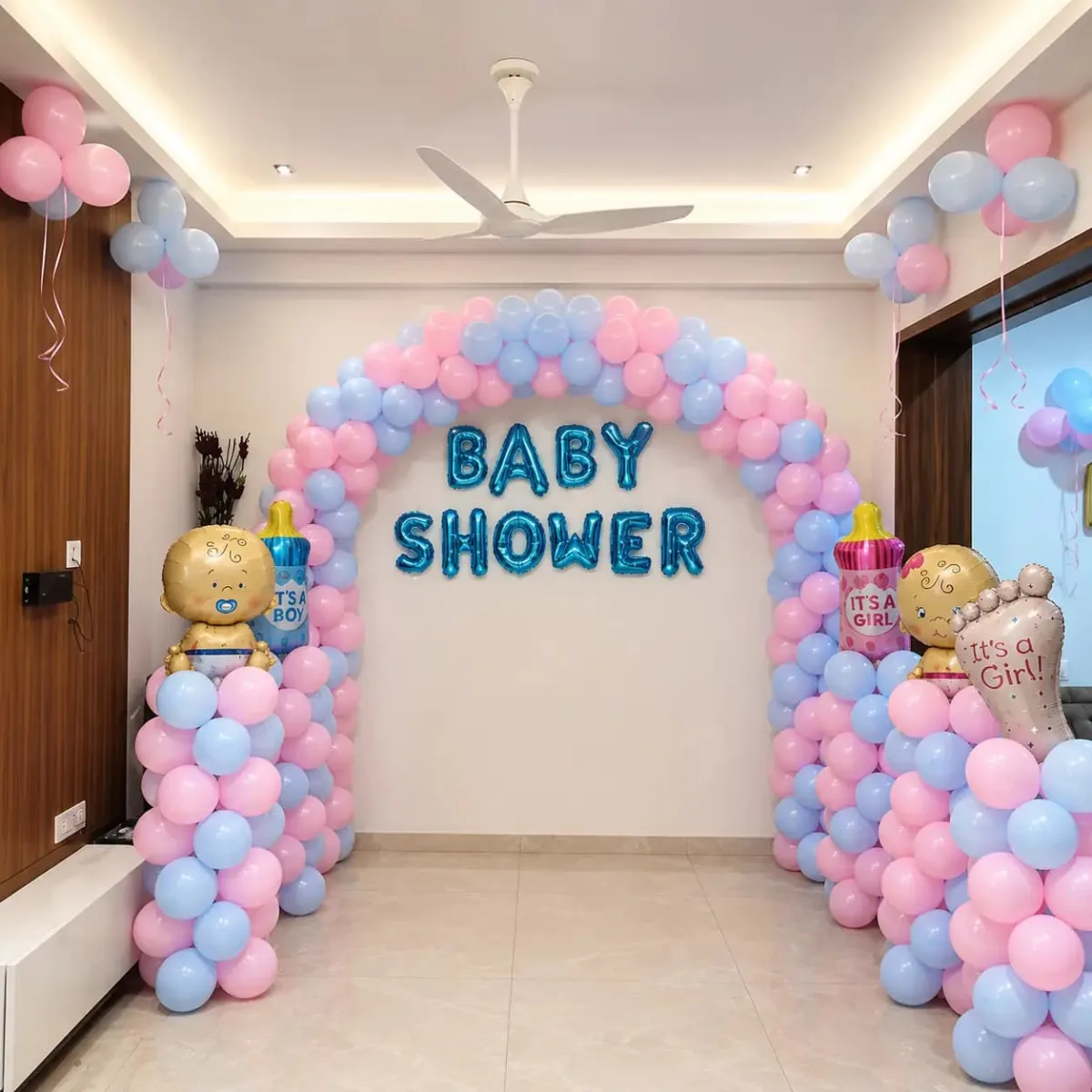 Premium Baby Shower Balloon Arch Decoration (Pink & Blue Theme)