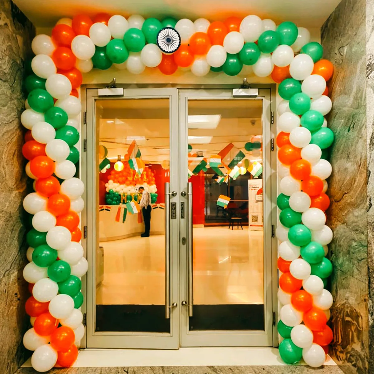 Indian Tricolor Balloon Arch Decoration for Independence Day & Republic Day Events